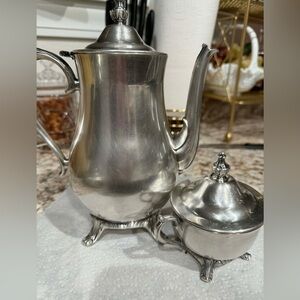 1960 i.s.co vintage  Silver Teapot and Sugar Bowl Set